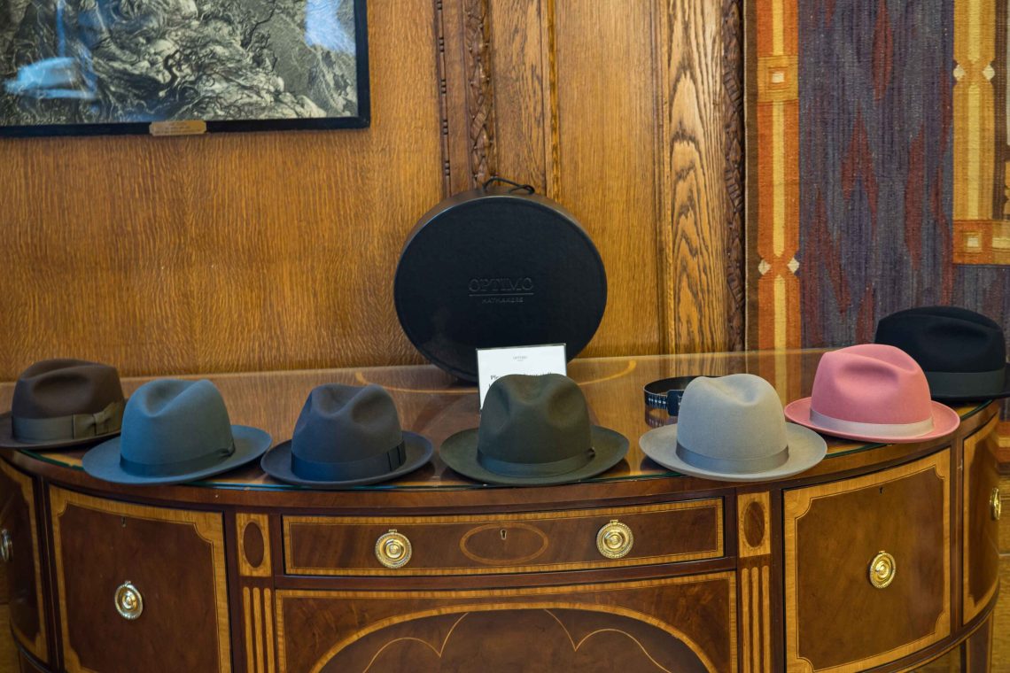 Optimo Hats samples lined up.