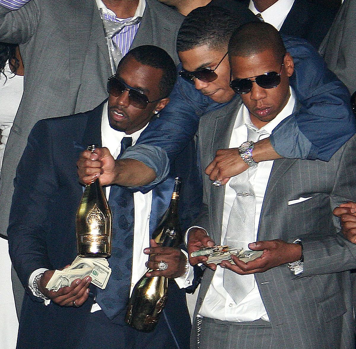 Diddy, Nelly, and Jay-Z at the TAO Beach Club grand opening hosted by Jay Z in 2007