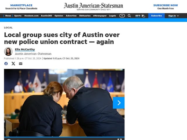 Local group sues city of Austin over new police union contract — again