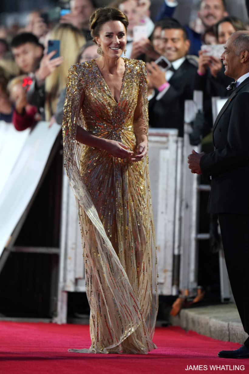 The Princess of Wales looks stunning in a shimmering gold dress by Jenny Packham