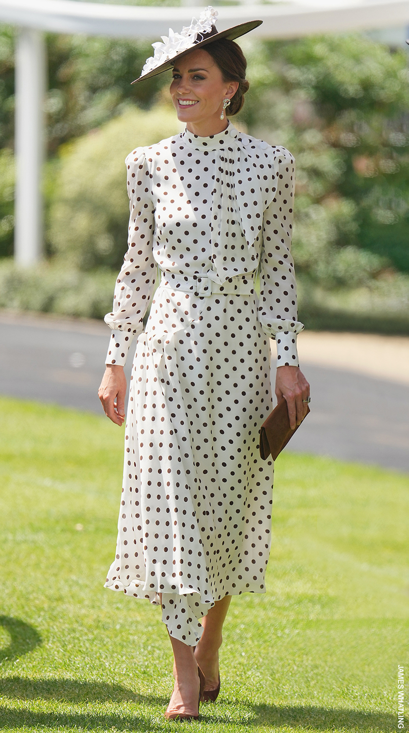 Kate Middleton at Royal Ascot wearing an Alessandra Rich dress