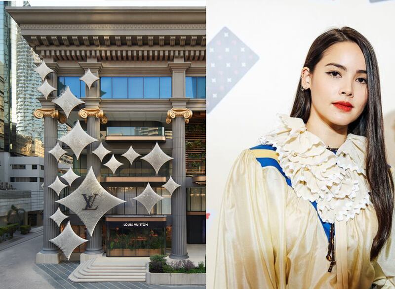 Louis Vuitton’s ‘LV The Place Bangkok’ at Gaysorn Amarin in Thailand AND Thai actress and model Urassaya Sperbund starred in a Louis Vuitton watch campaign in 2019.