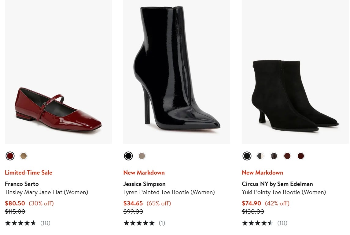 Shop Nordstrom’s Black Friday markdowns for sleek styles like Mary Janes, pointed-toe booties, and more, with discounts up to 65% off!