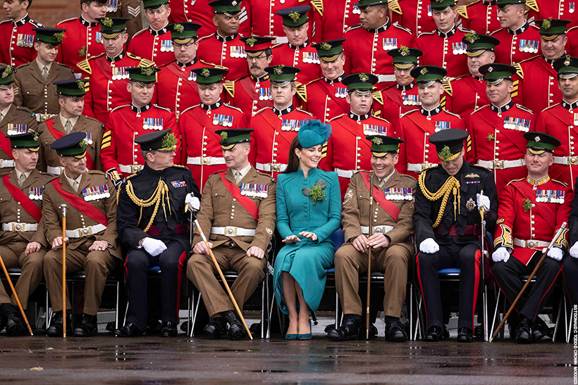 The Princess of Wales with the Irish Guards on St Patrick's Day