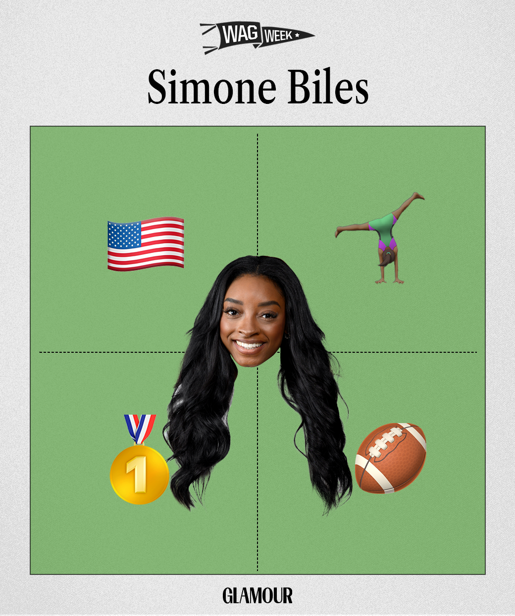 Image may contain Simone Biles Adult Person Face Head Ball Rugby Rugby Ball Sport People and Advertisement