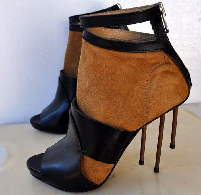 ACNE Gemini Suede Leather Sandal Booties Rusted Nail Heels