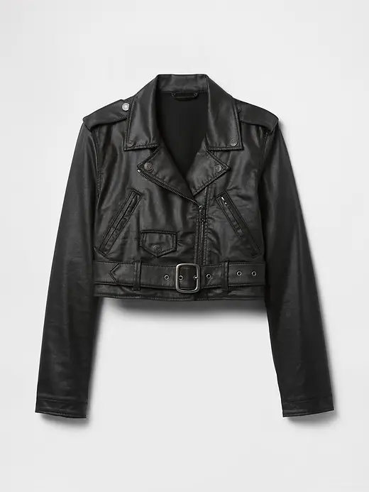 Coated Denim Cropped Moto Jacket Designed by Zac Posen x Gap Studio 