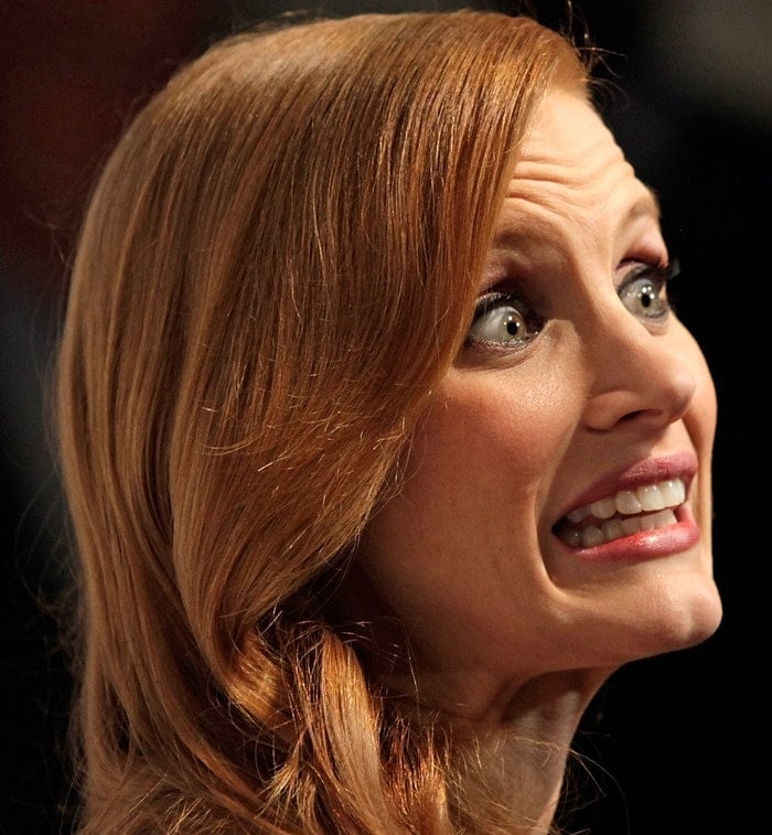 Jessica Chastain makes a funny face at The Hollywood Reporter Nominees' Night